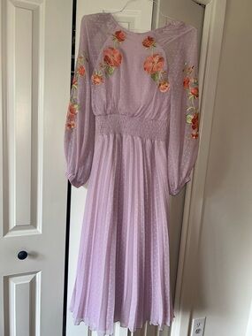 ASOS Lavender Maxi Dress with Coral Floral Embroidery